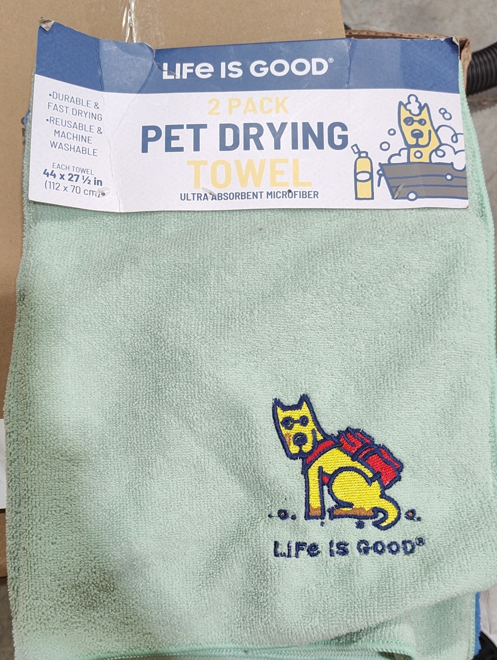 Life is Good Mint Green + Blue Pet Drying Towel - 2 Pack